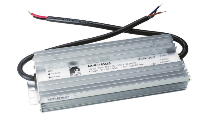 RUTEC LED Netzgerät 24V 200W IP67 85455 PFC Aktiv Blindstromkomp. 205x81x34mm