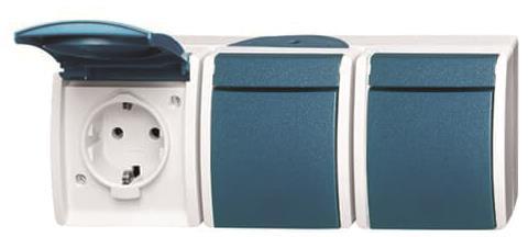 BJ APWG ocean Schuko 2300/3EW-53 3fach waagerecht grau/ blaugrün
