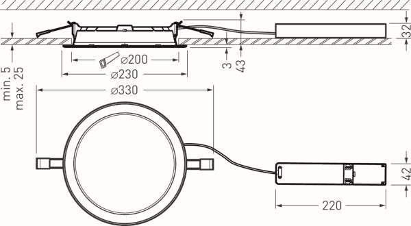 TRIL Slim-Downlight 2325 G3 C07 7791240 8,13,19W 800/1400/2000lm 3/4K DA200mm