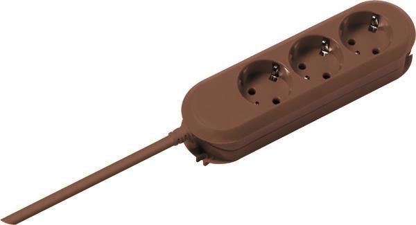 Bachmann Tischsteckdose 3xSchuko 388.471 braun Strom 3m Schuko