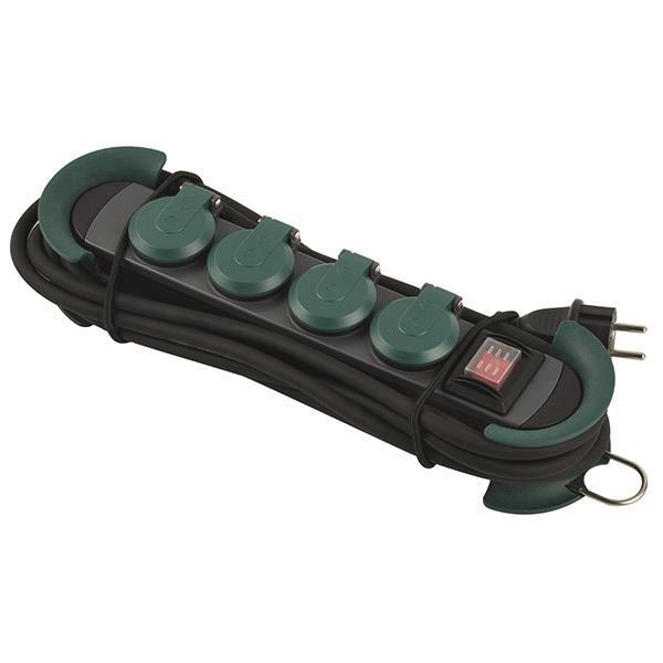 Bachmann HOOK Outdoor 4xCEE7/3 500.200 grün 4,0m CEE7/7 IP44 Steckdosenleiste