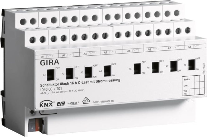 GIRA 104600 Schaltaktor 8fach 16A Hand+Strom C-Last KNX REG
