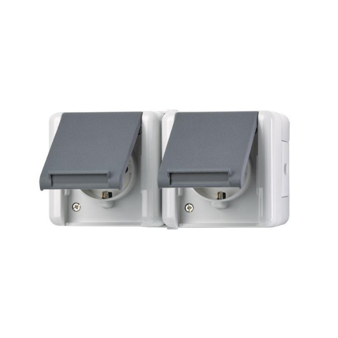 JG APWG WG 800 Schuko-Steckdose 8220W 2fach waagerecht grau/anthrazit