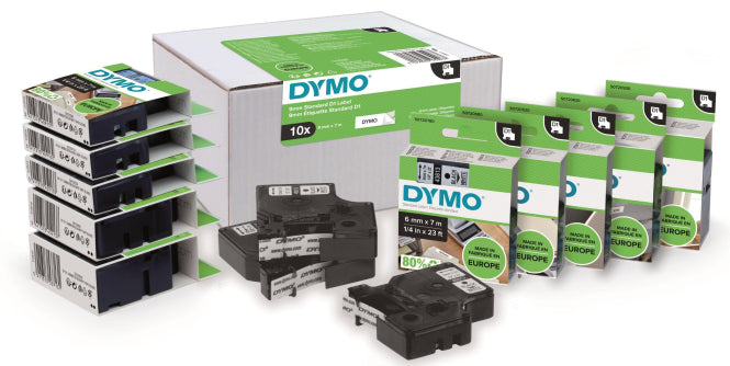 DYMO D1-Schriftband Vorteilspack 2093096 10x 9mm x 7m schwarz auf weiß