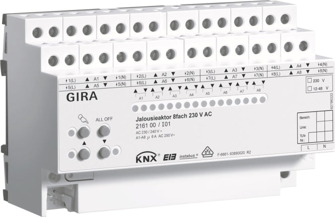 GIRA 216100 Jalousieaktor 8fach AC 230V Hand KNX REG