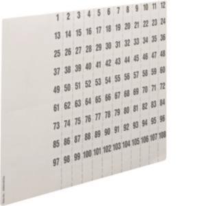 Hager Beschriftungsbögen universZ ZZ90C Nummerierung 1-108 DIN A4 10Stück