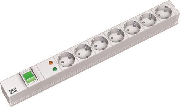 Bachmann 19" 1HE 7xSchuko 1xÜSS 333.405 1xSchalter Strom 2m Schuko