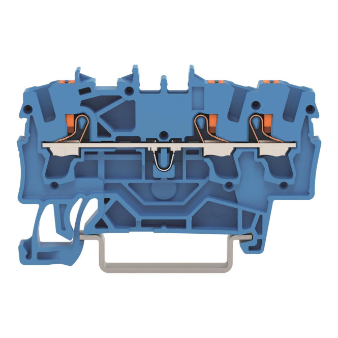 WAGO 2202-1304 3-Leiter-Durchgangsklemme ,mit Drücker,2,5mm²,blau