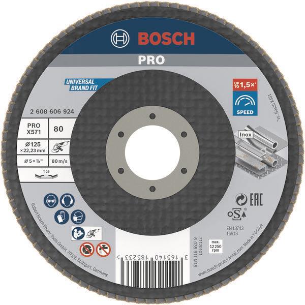 Bosch Fächerschleifscheibe 2608606924 X571 Best Metal gew. 125mm K80 Glasgew.