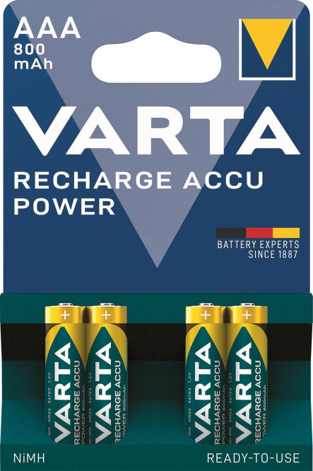 VARTA Power Accu Ready2Use, 56703101404 AAA, Micro 800mAh, 1,2V 4er Blister