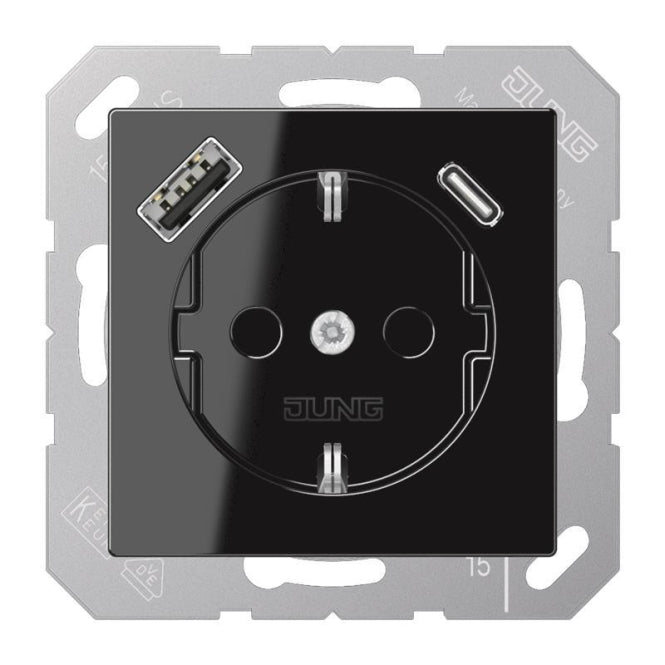 Jung SCHUKOsteckdose m.USB A1520-15CASW Typ AC Schwarz