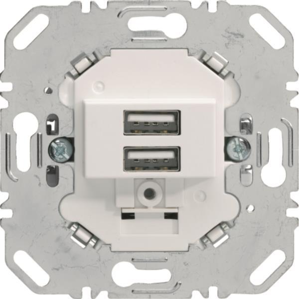 Berker USB Ladesteckdose 230V 260209 2fach 3.0A eckiger Tragring polarwei