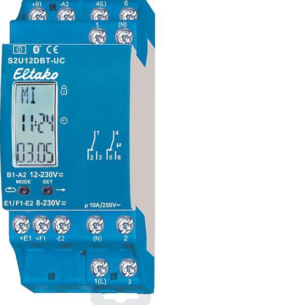 Eltako 2-Kanal-Schaltuhr S2U12DBT-UC m.Display u.Bluetooth 23002903