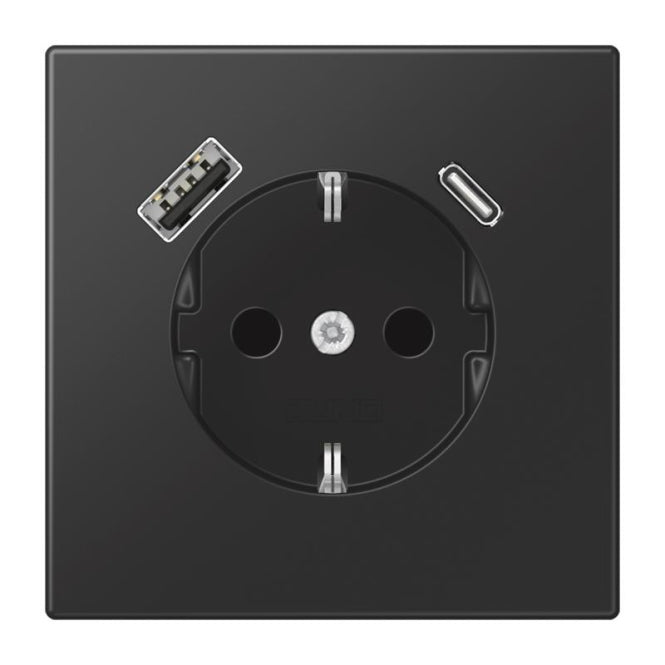 Jung SCHUKOsteckdose LS1520-15CASWM m.USB Typ AC graphitschwarz