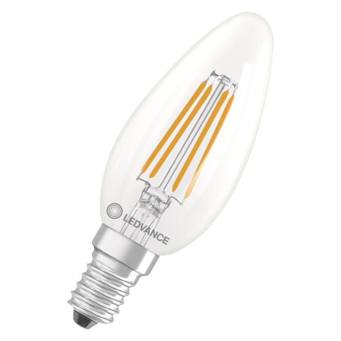LEDV LED Kerze 3,4-40W/827 470lm E14 Filament klar 300° EEK D