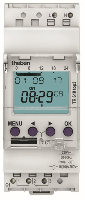 THEB Zeitschaltuhr digital TR610top3 24H/7T mit Gangreserve 1K
