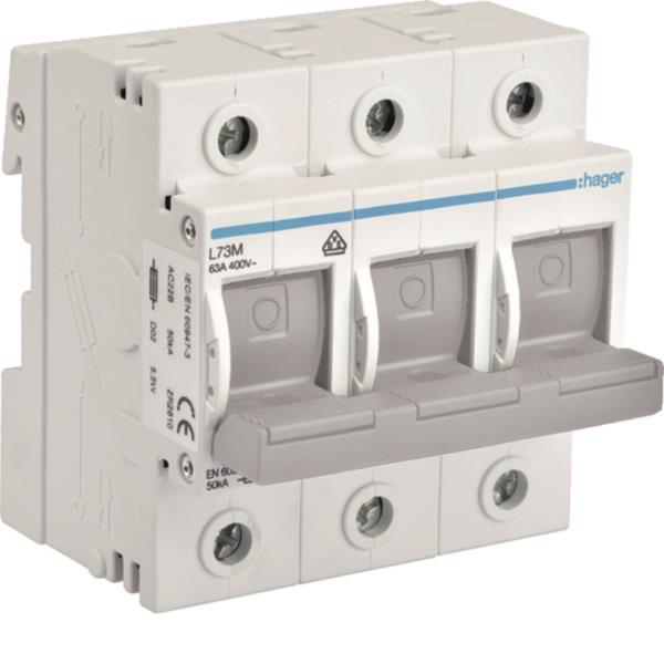 Hager Lasttrennschalter f.Sicherung L73M D02 E18 63A AC400V 3polig Hutschiene