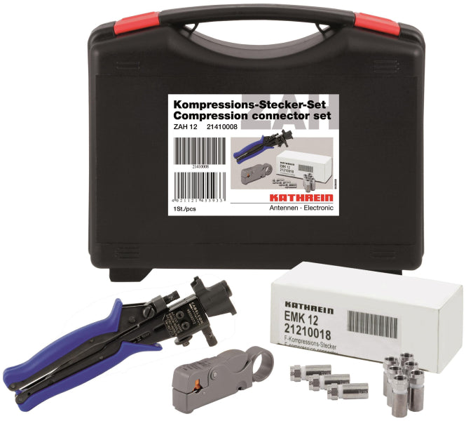 KATH Kompressions-Stecker-Set ZAH 12 Box, 100x EMK12, 1x ZAW13 und 1x RG6/59