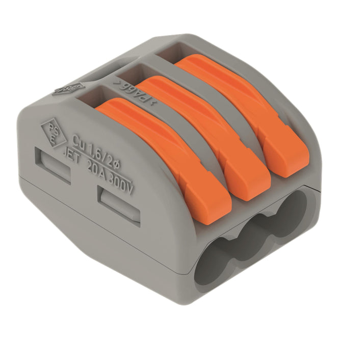 WAGO 222-413 CLASSIC-Verbindungsklemme, für alle Leiterarten,max. 4 mm²,grau