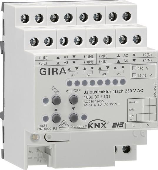GIRA 103900 Jalousieaktor 4fach AC 230V Hand KNX REG