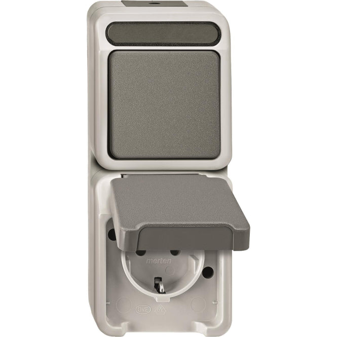 Merten Kombination SCHUKO- MEG3495-8029 Steckdose lichtgrau AQUASTAR