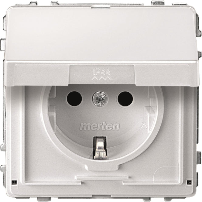 Merten SCHUKO-Steckdose BRS MEG2310-7219 m.Klappdeckel StK polarweiß AQUADESIGN