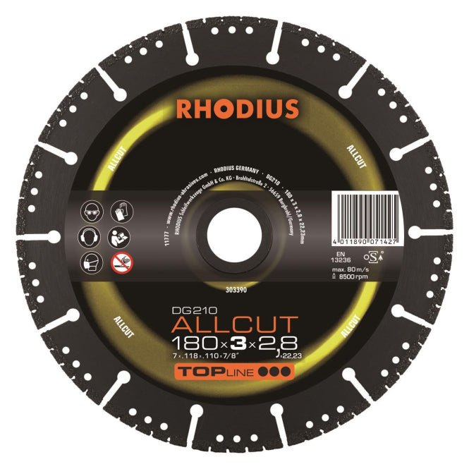Rhodius Diamantscheiben DG 210 Allcut 180x3,0x2,8x22,23 303390