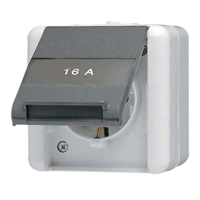 JG APWG WG800 Schuko-Steckd. 820NAW IP44 Schriftfeld grau/anthrazit