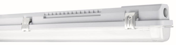 LEDV Feuchtraumleuchte housing IP65 Grau für 1x LED-Tube T8 600mm 230V