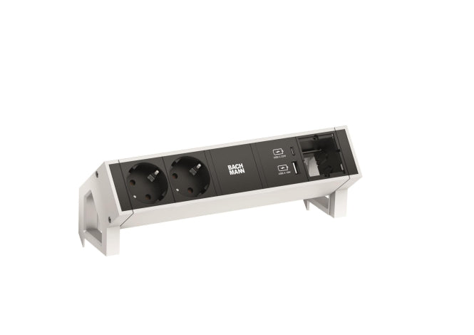 Bachmann DESK2 2xCEE7/3 1xUSB 902.935 A&C 22W 1xCM 0,2m GST18 RAL9010