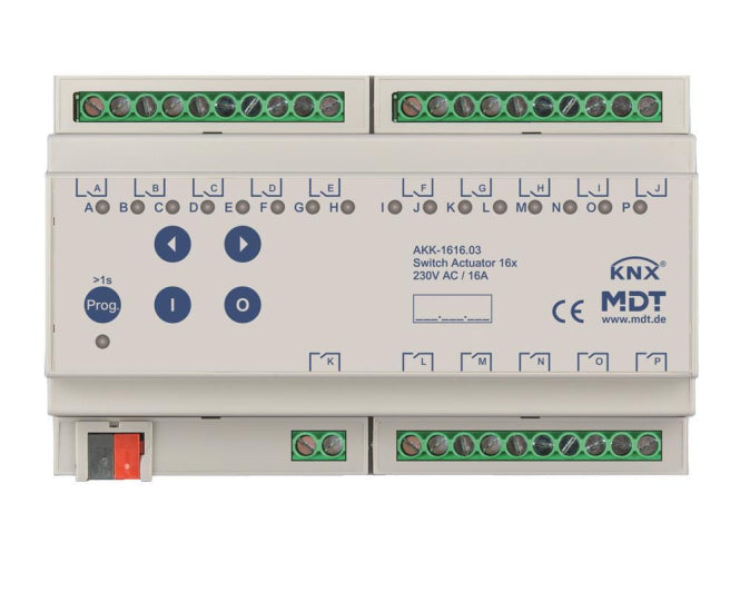 MDT AKK-1616.03 Schaltaktor 16fach 8TE REG 16A 10EVG 230VAC Kompakt