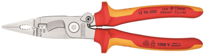 Knipex VDE-Elektro-Installationszange mit Öffnungsfeder 1396200