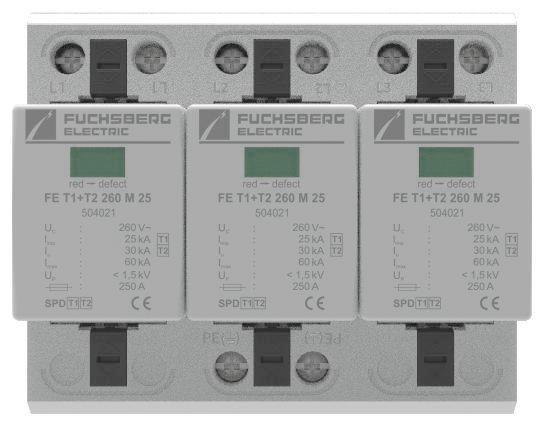 FUCHS Kombiableiter Typ 1+2 504620 75 kA, 3+0-Schaltung FE T1+T2 260 TNC 25