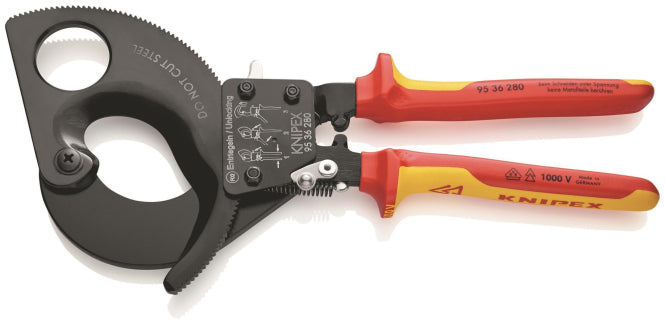 Knipex VDE-Kabelschneider 280mm 9536280 mit Ratsche 52Ømm/380qmm