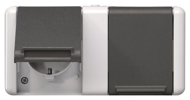JG APWG WG 800 Schuko-Steckdose 8220NAW 2f. Waager. m. Schriftf. grau/anthrazit