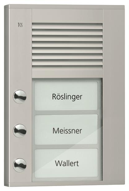 TCS Audio Außenstation PDS PDS03-EN/04 3 Tasten 1-reihig AP silber