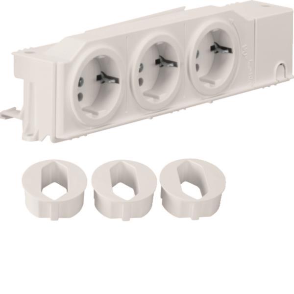 Hager Schuko-Steckdose universal VZ00AS 3fach drehbar geschraubt Hutschienenm.