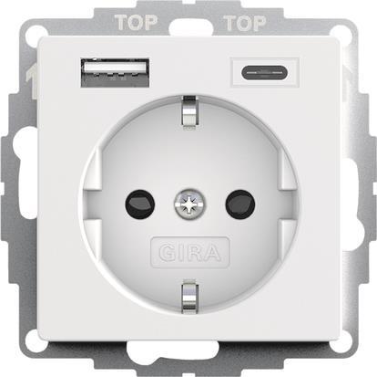 GIRA 245927 SCHUKO-Steckdose Shutter USB 2f Typ A/C System 55 Reinweiß seiden