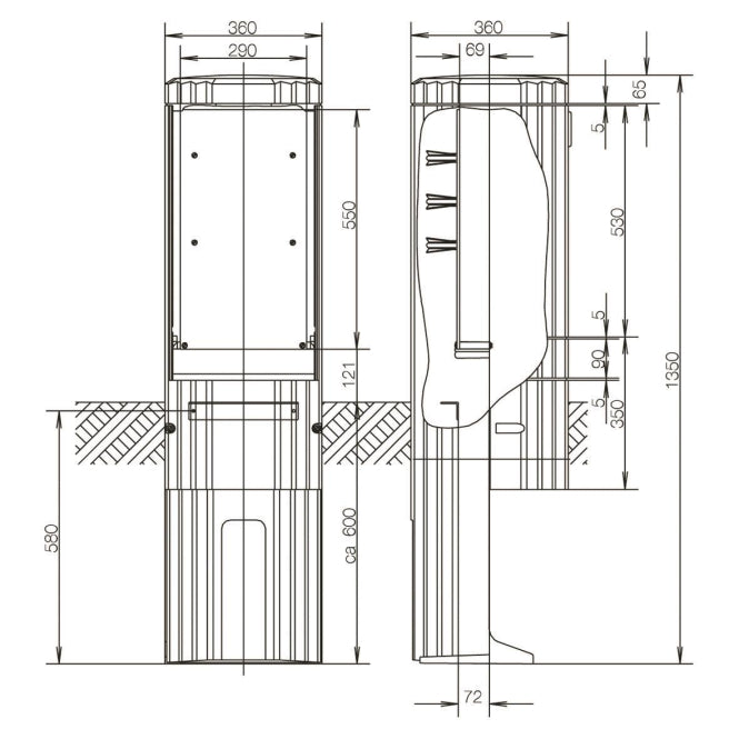 ABN Freiluftsäule Rondo m.MP SL135P H=1350mm Einfachschliessung