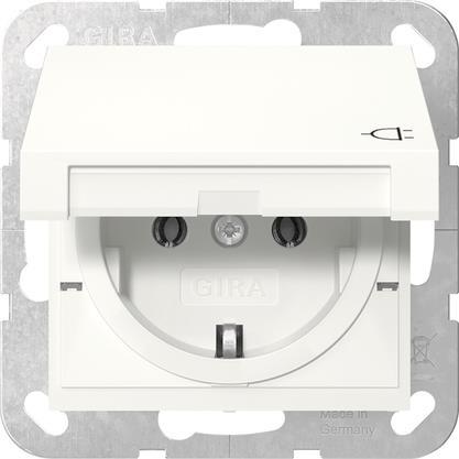GIRA 445403 SCHUKO-Steckdose Klappdeckel System 55 Reinweiß glänzend