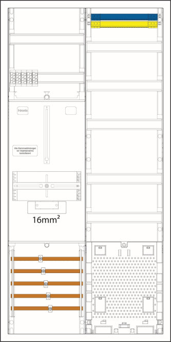 f-tronic 3Punkt Zählerschrank 7190200 1 ZP 16mm² 1 VAPZ 3HZ721APZL-16