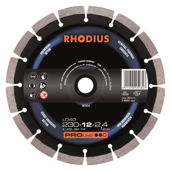 Rhodius Diamantscheiben LD 40 302454 230x10x2,4x22,23 Universal/Beton