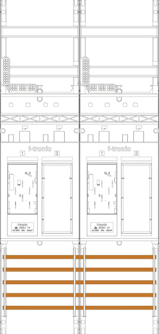 f-tronic Zählerfeld 2-feldrig ER26 H=1050mm 2-eHZ 2Res. 7141002