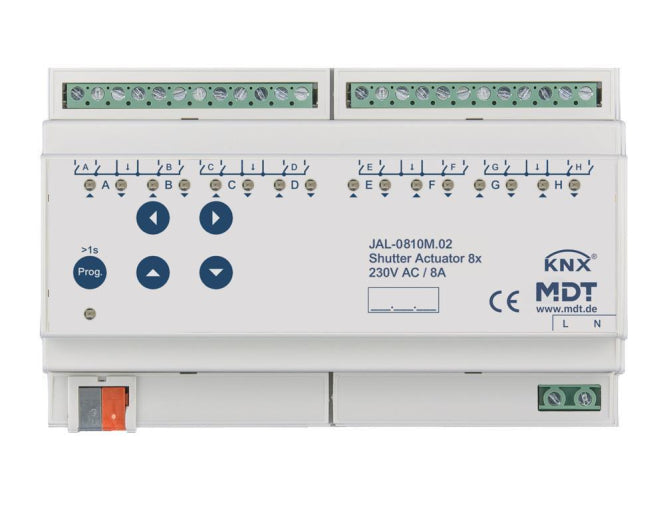 MDT Jalousieaktor 8-fach mit Fahrzeitmessung 8TE REG 10A 230VAC JAL-