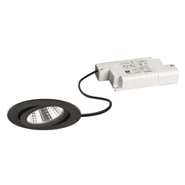 BRUM Einbaustr. rund 6W mattschwarz BB03 640lm 3000K DA68 ET36 inkl dim. Konvert