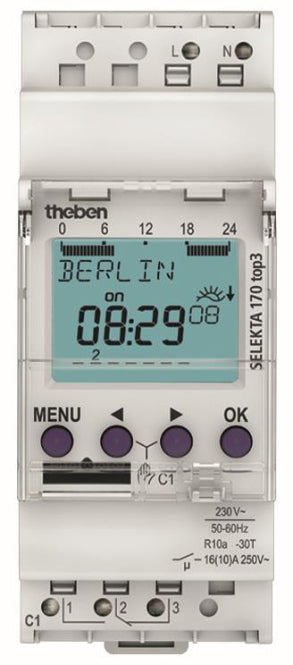 THEB Zeitschaltuhr digital SEL170top3 Astro 24H/7T mit Gangreserve 1K