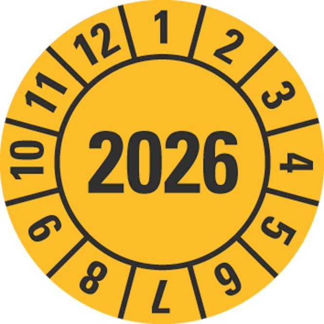 HEIN 185170 Prüfplakette 2026 gelb Folie selbstklebend Ø 20mm 500/Rolle