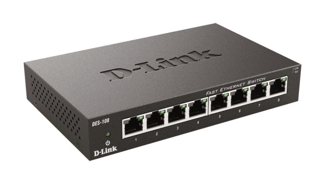 DLINK 8-Port Fast Ethernet DES-108/E Switch 8x10/100/MBit TP RJ45 Port