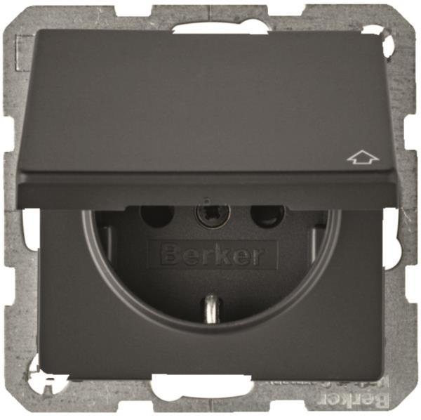Berker Steckdose SCHUKO 47516086 m. Klappdeckel Q.1/Q.3 anthrazit, samt