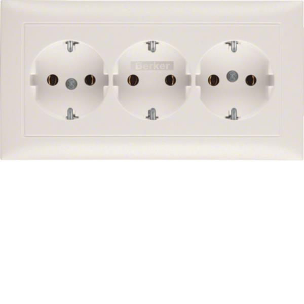 BER S1 Schuko Voll 3fach 47661909 polarweiß matt